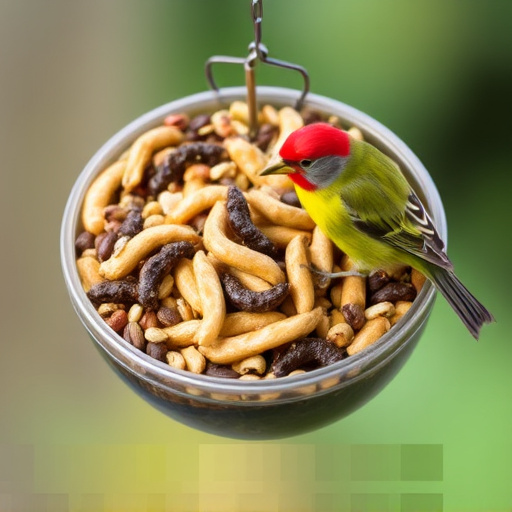Mixed bird feed with added mealworms