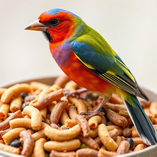 Mixed bird feed with added mealworms