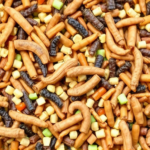 Mixed bird feed with added mealworms