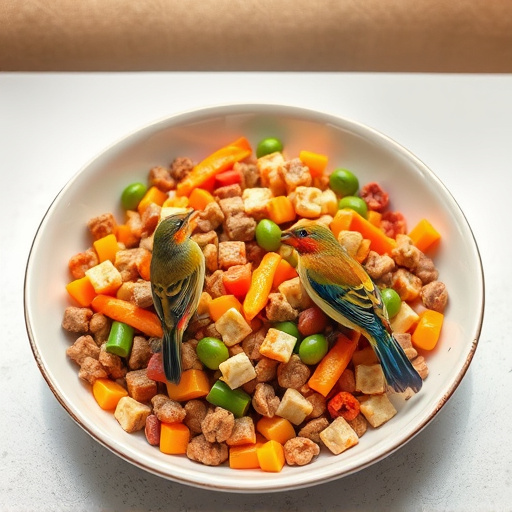Mixed bird food in shallow dish