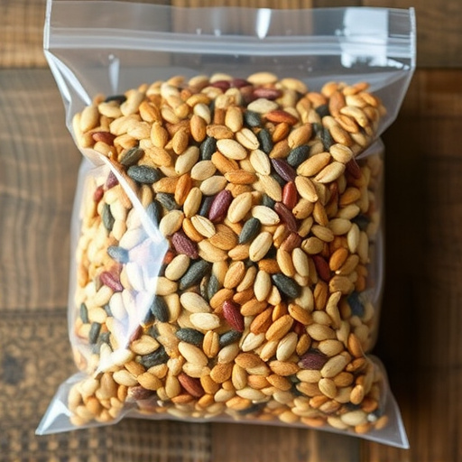 Mixed seed blend in clear plastic bag