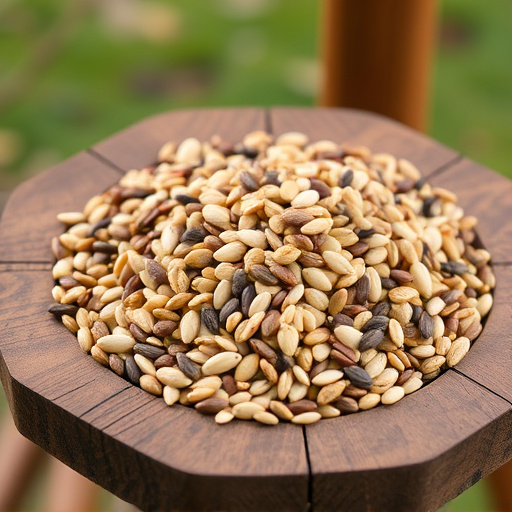 Mixed seed blend on wooden bird table