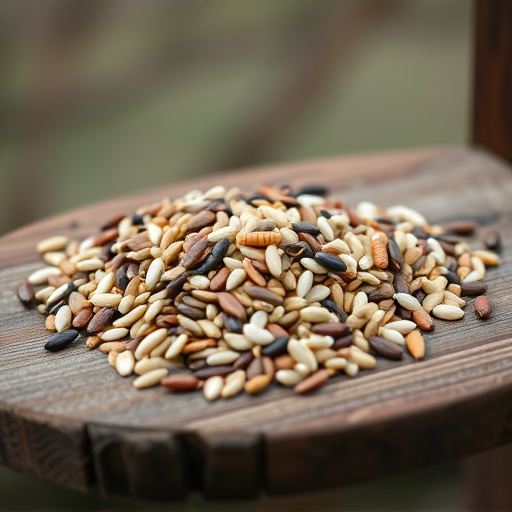 Mixed seed blend on wooden bird table