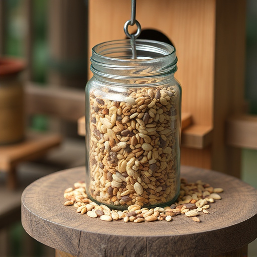 Mixed seed blend on wooden bird table