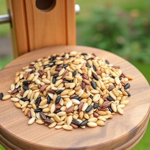 Mixed seed blend on wooden bird table