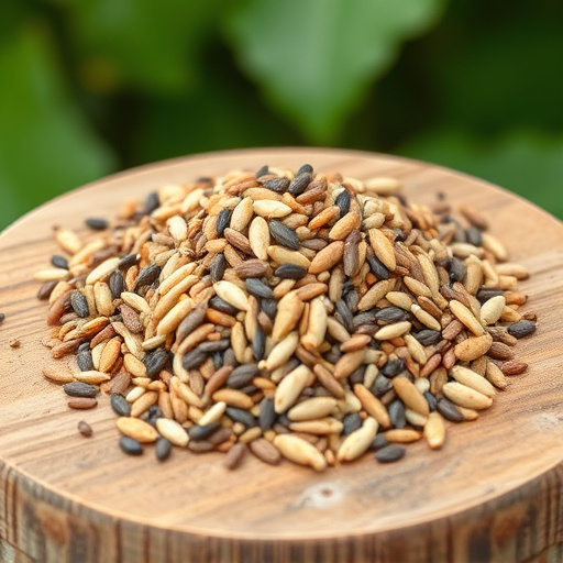 Mixed seed blend on wooden bird table