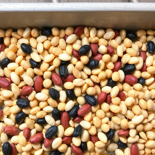 Mixed seeds and suet pellets in tray