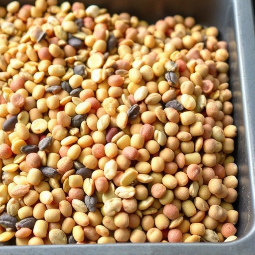 Mixed seeds and suet pellets in tray