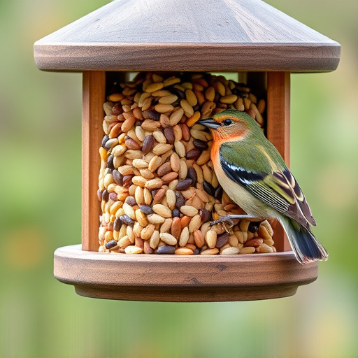 Mixed seeds on a wooden bird table