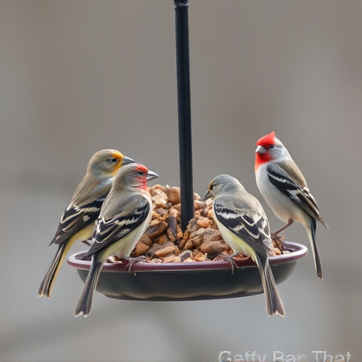 Multiple birds perched on suet feeder