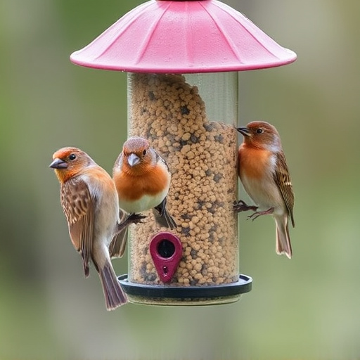 Multiple birds perched on suet feeder