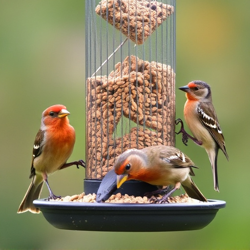 Multiple birds perched on suet feeder