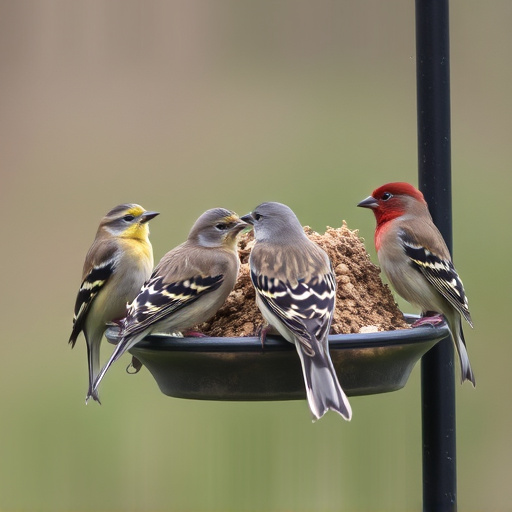 Multiple birds perched on suet feeder