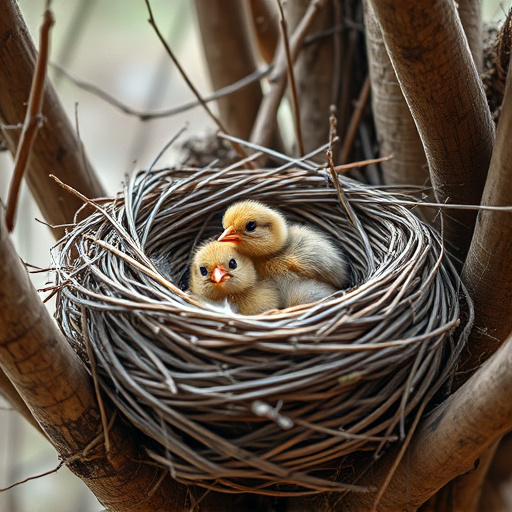 Nest with feathers but no chicks