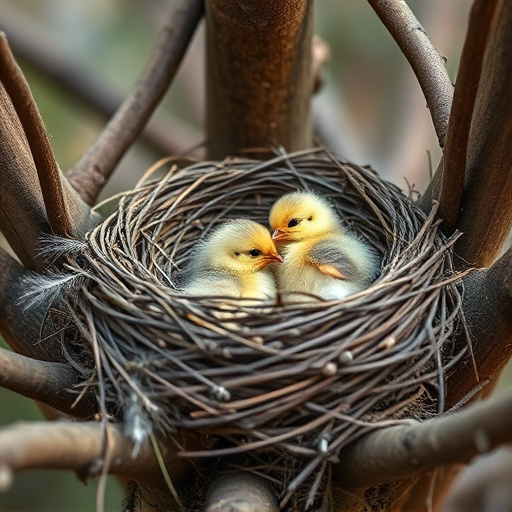 Nest with feathers but no chicks