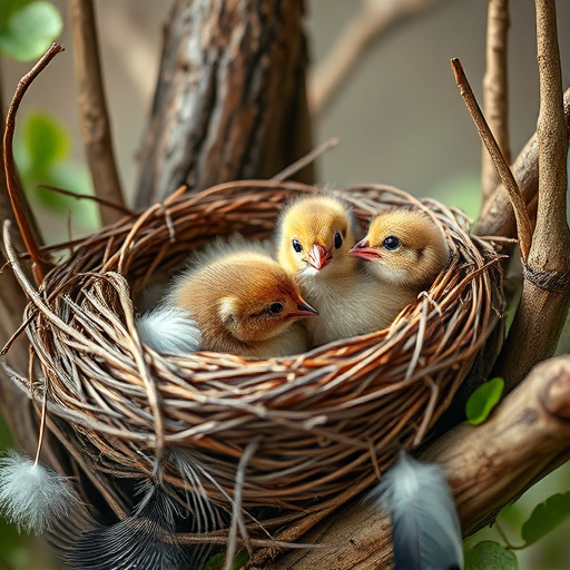 Nest with feathers but no chicks