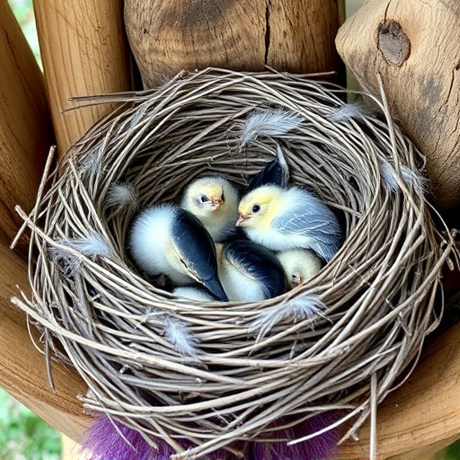 Nest with feathers but no chicks