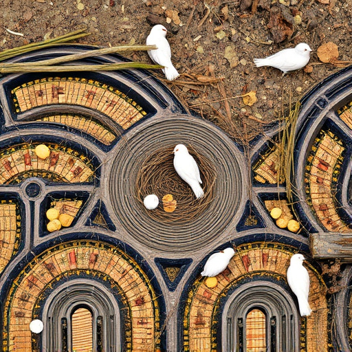 Nesting material scattered on ground