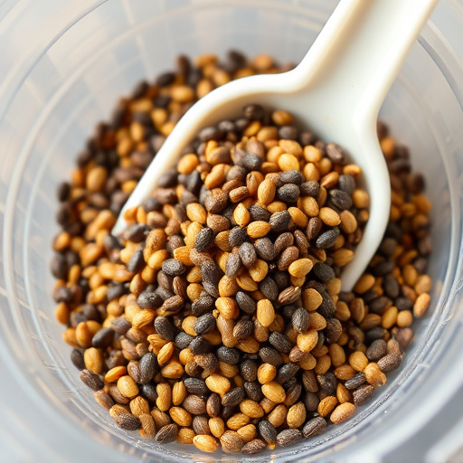 Niger seed in a plastic scoop
