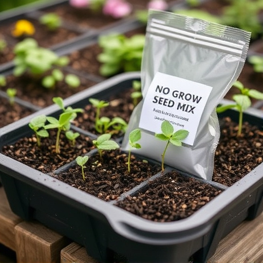 No-grow seed mix on garden tray