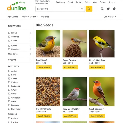 Online store page showing bird seed options