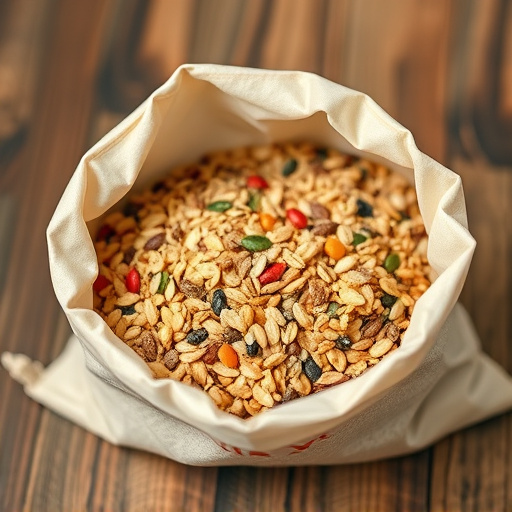 Open bag filled with bird seed mix