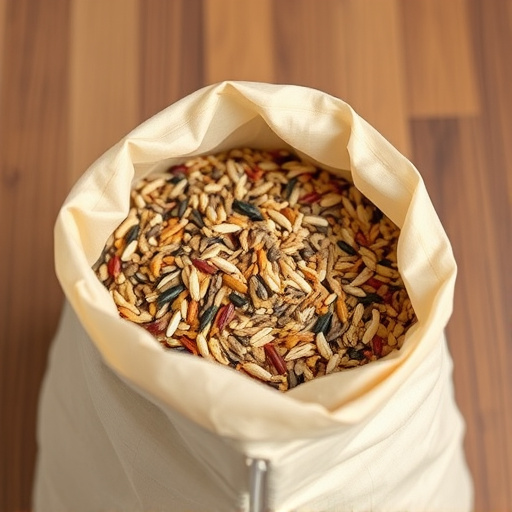 Open bag filled with bird seed mix