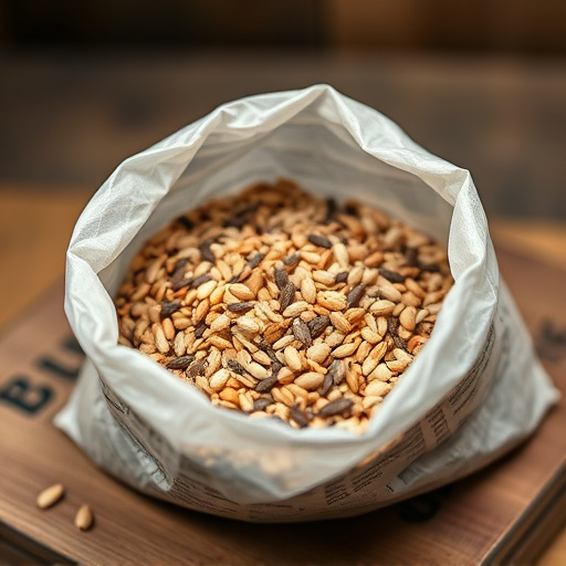 Open bag filled with bird seed mix