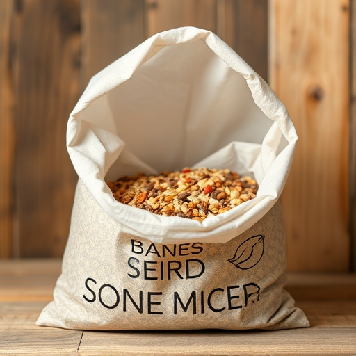 Open bag filled with bird seed mix