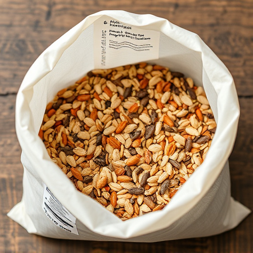 Open bag filled with bird seed mix