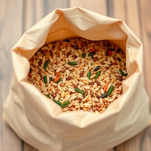 Open bag filled with bird seed mix