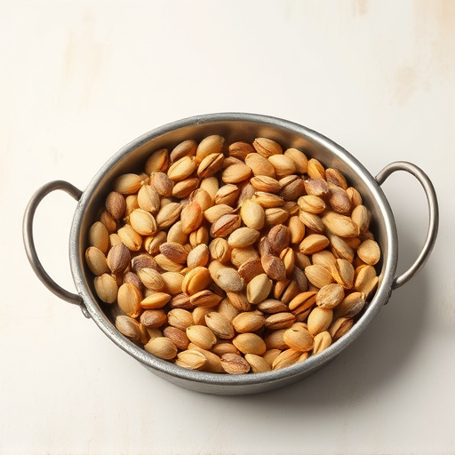 Open metal tray with sunflower seeds