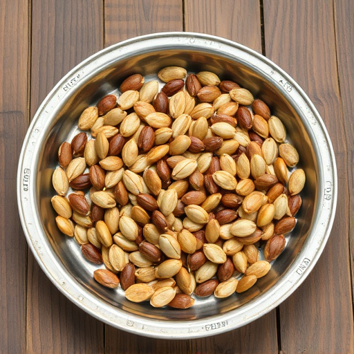 Open metal tray with sunflower seeds