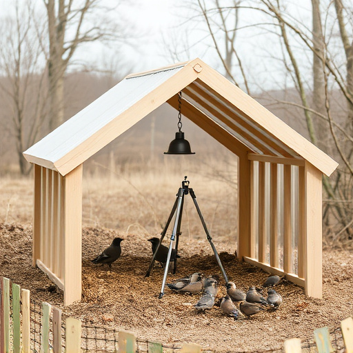 Open-sided shelter for ground feeding birds