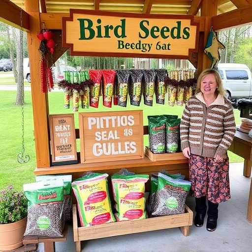 Outdoor display of bird seed deals