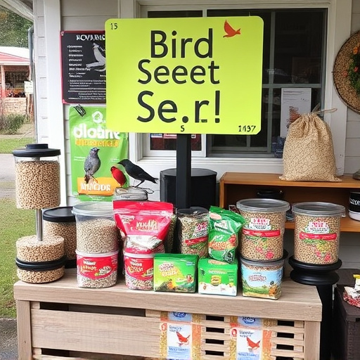 Outdoor display of bird seed deals