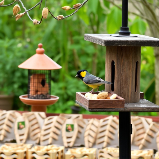 Outdoor scene with feeders and peanuts