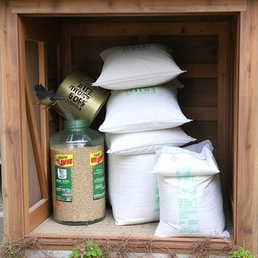 Outdoor storage of bird seed bags