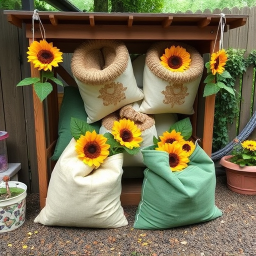 Outdoor storage of sunflower heart sacks