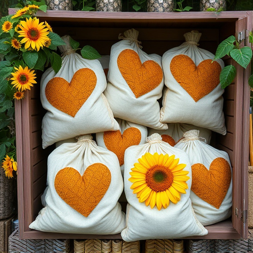 Outdoor storage of sunflower heart sacks