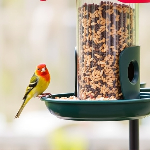 Overflow-free bird feeder with seed mix