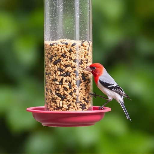 Overflow-free bird feeder with seed mix