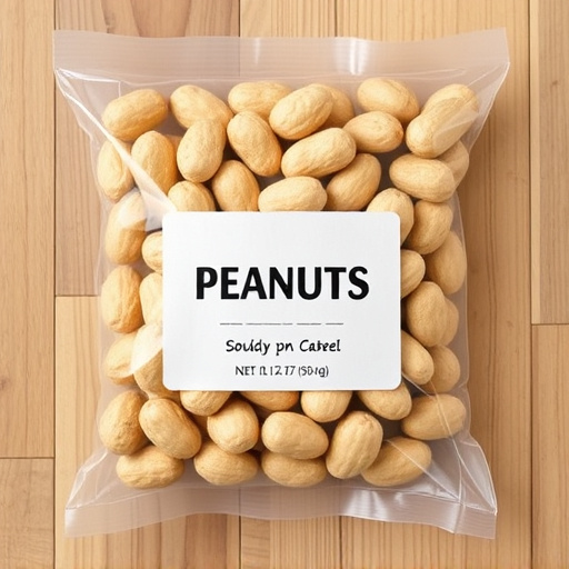 Packaged peanuts with clear label