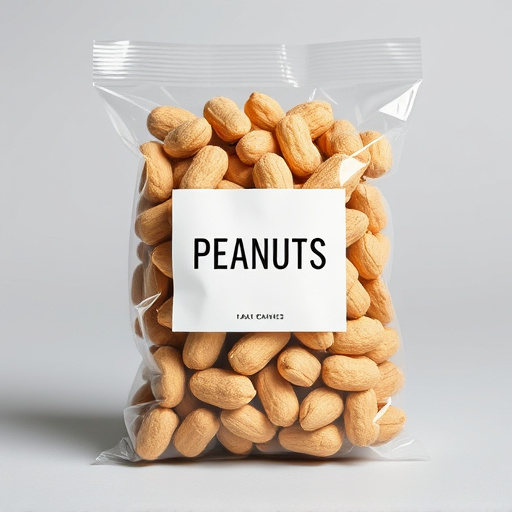 Packaged peanuts with clear label