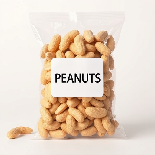 Packaged peanuts with clear label