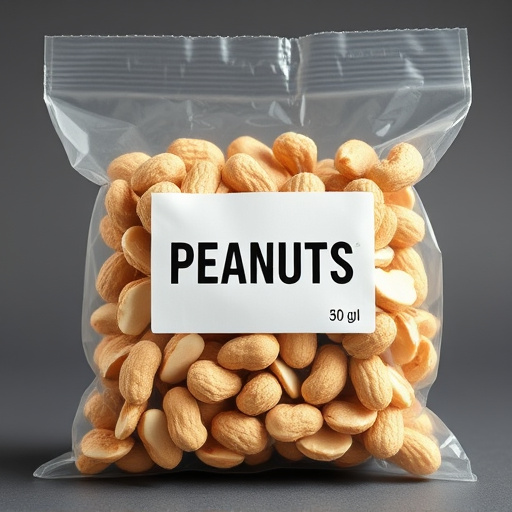 Packaged peanuts with clear label