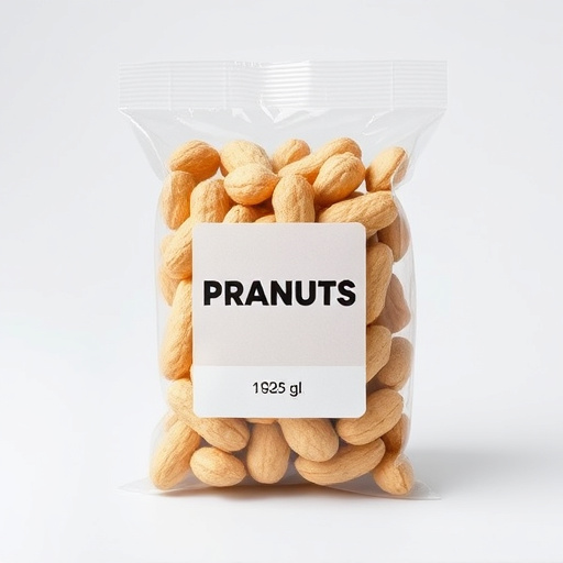 Packaged peanuts with clear label