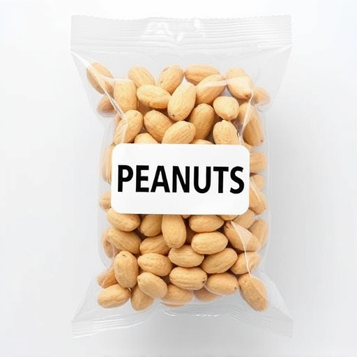 Packaged peanuts with clear label