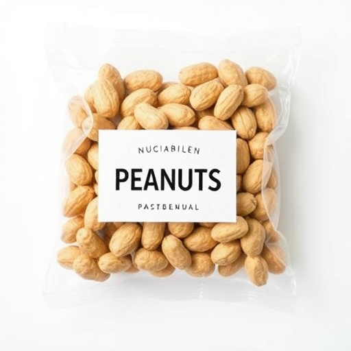 Packaged peanuts with clear label