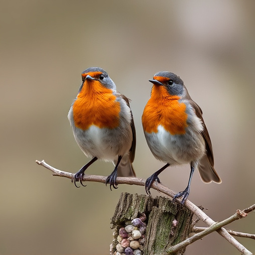 Pair of robins during breeding season